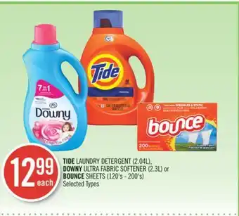 Shoppers Drug Mart Tide laundry detergent (2.04l), downy ultra fabric softener (2.3l) or bounce sheets (120's - 200's) offer