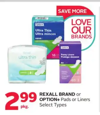 Rexall Rexall brand or option + pads or liners offer