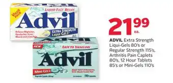 Rexall Advil extra strength liqui-gels 80' s or regular strength 115' s, arthritis pain caplets 80' s, 12 hour tablets 85' s or mini offer
