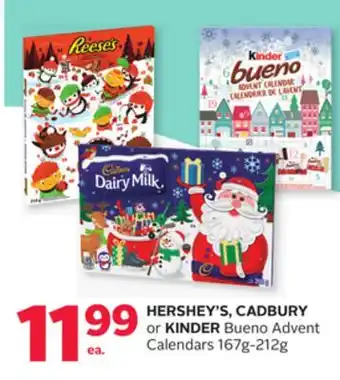 Rexall Hershey's, cadbury or kinder bueno advent calendars offer