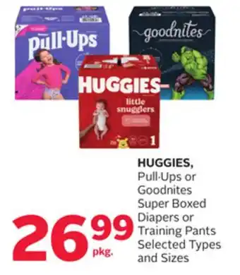 Rexall Huggies, pull. ups or goodnites super boxed diapers or training pants offer