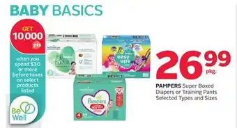 Rexall Pampers super boxed diapers or training pants offer