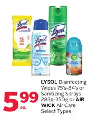 Rexall Lysol disinfecting wipes 75' s-84' s or sanitizing sprays 283g-350g or air wick air care offer