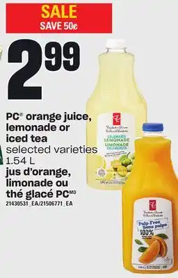 Independent City Market Pc orange juice, lemonade or iced tea, 1.54 l offer
