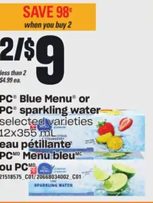 Independent City Market Pc blue menu or pc sparkling water, 12x355 ml offer