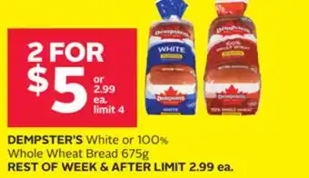 Rexall Dempster's white or 100% whole wheat bread 675g offer