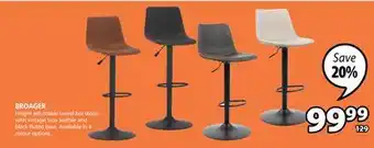 JYSK Broager height adjustable swivel bar stools with vintage faux leather and black fluted base offer