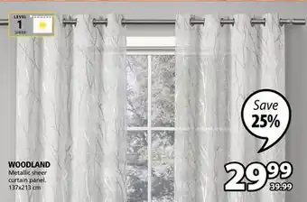 JYSK Woodland metallic sheer curtain panel offer