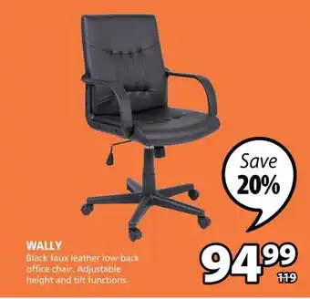 JYSK Wally black faux leather low-back office chair offer