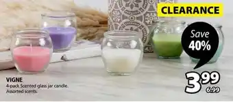JYSK Vigne 4-pack scented glass jar candle offer