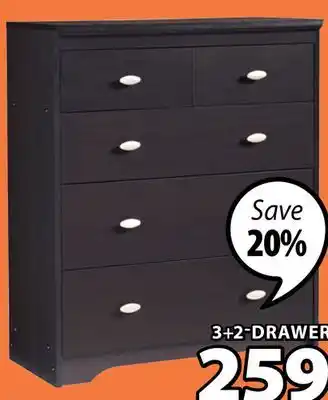 JYSK Dunbar 3+2-drawer offer