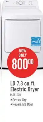 The Brick Lg 7.3 cu. ft. ultra large capacity electric dryer with sensor dry - dle6100w offer