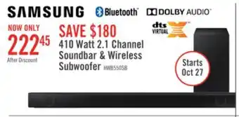 The Brick Samsung 410 w 2.1-channel soundbar with wireless subwoofer - hw-b550/zc offer