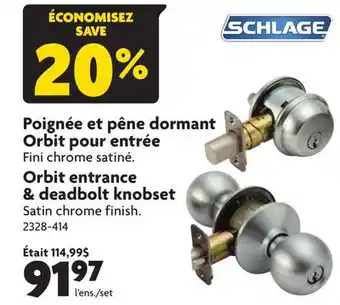 Home Hardware Lock satin chrome orbit entrance and deadbolt knobset offer