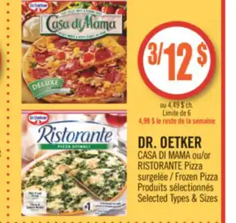 Pharmaprix Dr. oetker casa di mama or ristorante frozen pizza offer