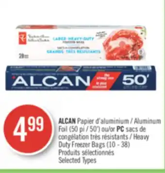Pharmaprix Alcan aluminum foil (50') or pc heavy duty freezer bags (10 - 38) offer