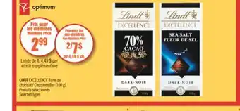 Pharmaprix Lindt excellence chocolate bar offer