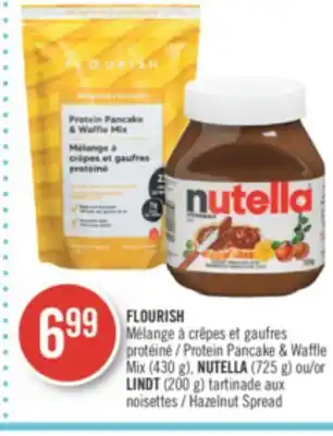 Pharmaprix Flourish pancake & waffle mix (430g), nutella (725g) or lindt (200g) offer