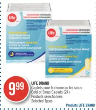 Pharmaprix Life brand cold or sinus caplets offer