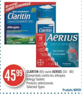 Pharmaprix Claritin (85) or aerius (50-80) allergy tablets offer