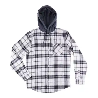 Giant Tiger Mountain ridge men's woodland long sleeve plaid shirt with hood offer