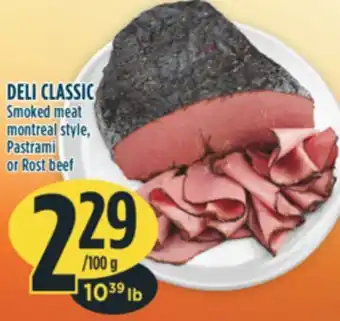 Marché Adonis Deli classic smoked meat montreal style, pastrami or rost beef offer
