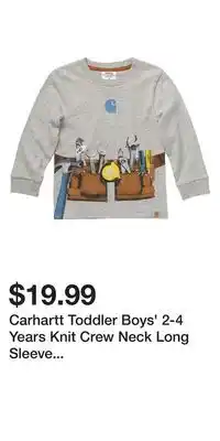 Mark's Carhartt toddler boys' 2-4 years knit crew neck long sleeve toolbelt t shirt - grey heather offer