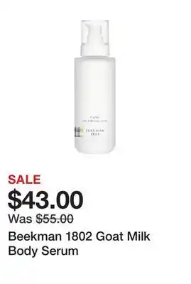 TSC Stores Beekman 1802 goat milk body serum offer