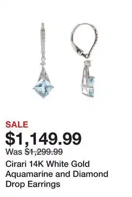 TSC Stores Cirari 14k white gold aquamarine and diamond drop earrings offer