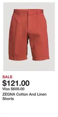 Holt Renfrew Zegna cotton and linen shorts offer