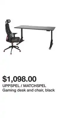 IKEA Uppspel / matchspel gaming desk and chair, black offer