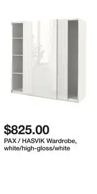 IKEA Pax / hasvik wardrobe, white/high-gloss/white offer