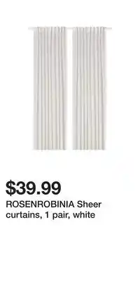 IKEA Rosenrobinia sheer curtains, 1 pair, white offer