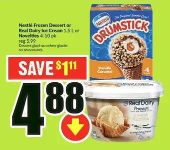 FreshCo Nestlé Frozen Dessert or Real Dairy Ice Cream 1.5L or Novelties 4-10 pk offer