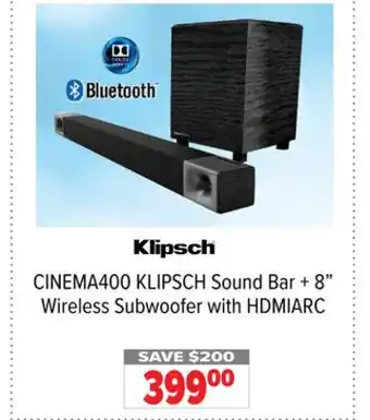 2001 Audio Video Klipsch sound bar + 8 wireless subwoofer with hdmiarc offer