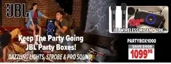 2001 Audio Video Jbl party boxes offer