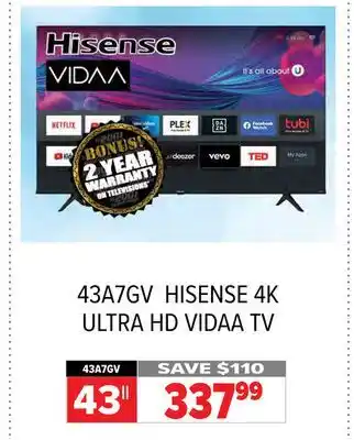 2001 Audio Video Hisense 4k ultra hd vidaa tv 43 offer