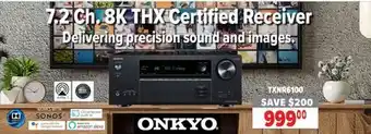 2001 Audio Video Onkyo 7.2 ch. 8k thx certified receiver offer