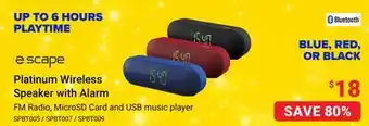 Visions Electronics Escape platinum wireless speaker with alarm offer