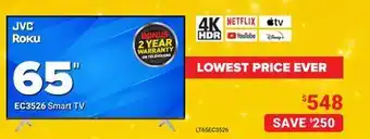 Visions Electronics Roku 65 jvc ec3526 smart tv offer