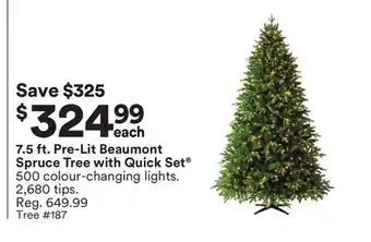 Michaels 7.5 ft. pre-lit beaumont spruce tree with quick set offer
