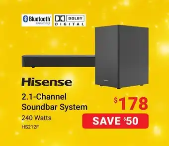 Visions Electronics Hisense 2.1-channel soundbar system offer
