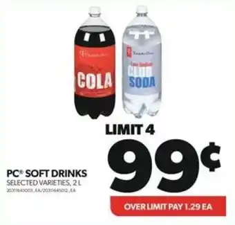 Real Canadian Superstore PC SOFT DRINKS SELECTED VARIETIES, 2L offer