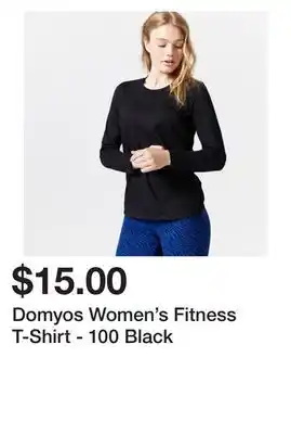 Decathlon Domyos women's fitness t-shirt - 100 black offer