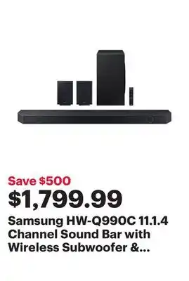 Best Buy Samsung hw-q990c 11.1.4 channel sound bar with wireless subwoofer & up-firing rear speakers offer
