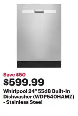 Best Buy Whirlpool 24 55db built-in dishwasher (wdp540hamz) - stainless steel offer