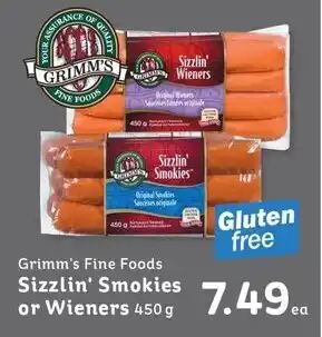 IGA Grimm's Fine Foods Sizzlin' Smokies or Wieners 450g offer