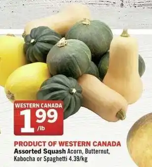 IGA Assorted Squash Acorn, Butternut, Kabocha or Spaghetti 4.39/kg offer