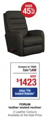 La Z Boy Forum leather seated recliner offer