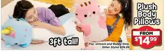 Showcase Plush body pillows offer